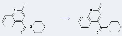 Methanone,(2-chloro-4-quinolinyl)-4-morpholinyl- can be used to get 4-(morpholine-4-carbonyl)-1H-quinolin-2-one